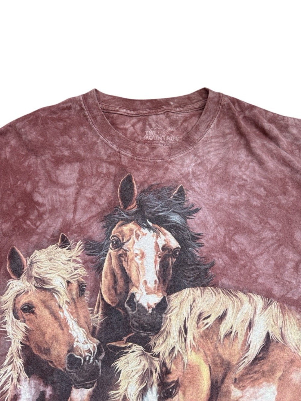 The Mountain Wild Horses Tie Dye T Shirt 2XL Red Graphic Tee - Picture 3 of 8